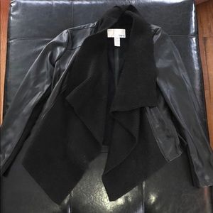 Faux leather jacket with sweater trim NEW W/O TAGS